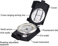 Multifunctional Metal Compass with Bubble Level – Perfect for Outdoor Navigation