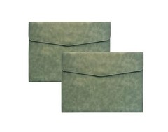 2 Pack PU Leather A4 File Folders Document Holder Waterproof Light Green