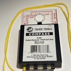 Tahoe Trails Compass. Acrylic. Mirror In Cap. Lanyard. 122×64.5×21.5mm. Used