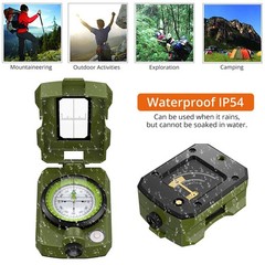Hiking Compass with Inclinometer IP54 Waterproof Military Compass Professional…