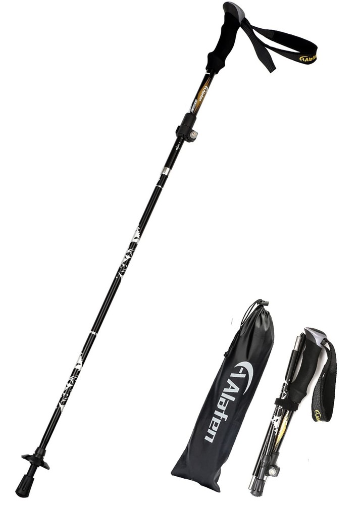 A ALAFEN Aluminum Collapsible Ultralight Travel 1 PC(1 Pole), A_Black