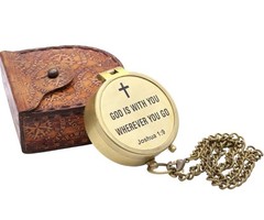 God’s Way, Joshua 1:9, Solid Brass Directional Engraved Compass, Baptism Gift…