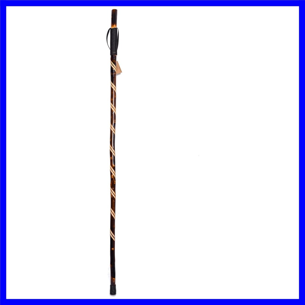 Handcrafted Nature Wood Hiking Stick 55 Inches Long – with Hand Strap and Rub…