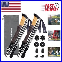 Trek-Z Stylish Gray Cork Grip Trekking Poles – Lightweight & Foldable for Hikers