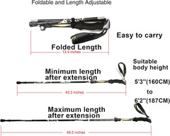 Aluminum Collapsible Ultralight Travel Trekking Hiking Pole for Men and Women (F