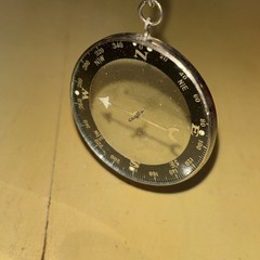 Vintage Japan Double Two Sided Glass Pocket Compass Transparent WWII Rare Chain