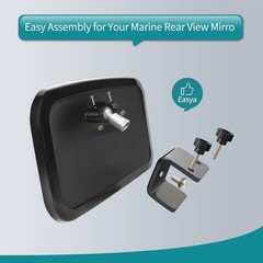Adjustable Marine Boat Mirror – 8.5″x4.6″ Wide-Angle Rear View for Pontoon & Ski