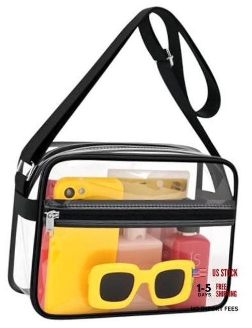 Clear Bag for Stadium Events Clear Messenger Bag Suitable for Small Black-1