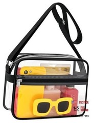 Clear Bag for Stadium Events Clear Messenger Bag Suitable for Small Black-1