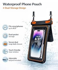 2 Pack Floating Phone Pouch with Dual Compartments, IPX8 Rated Black/Black