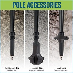 Adjustable Travel Walking Poles, Collapsible to 12.5 Inches with Accessories