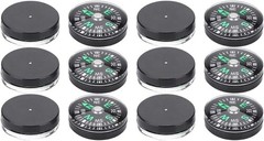 Pocket Compass, 20mm 12pcs Mini Oil Filled Compass for Hiking Black