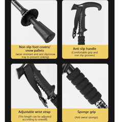 Trekking Stick Walking Hiking Poles Adjustable Folding Anti-Shock Sticks