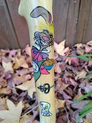Walking staff. Alice and Wonderland themed, hand crafted, hand painted.