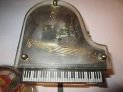 2 VINTAGE TOY LOT TIN PINBALL GAME AND PLAYER PIANO