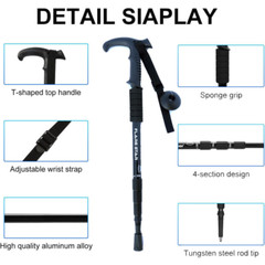Pair of 2 Trekking Walking Hiking Sticks Anti-shock Adjustable Alpenstock Poles