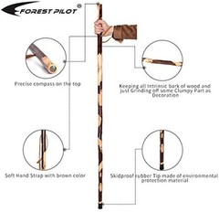 Handcrafted Nature Wood Hiking Stick 55 Inches Long – with Hand Strap and Rub…