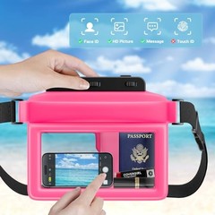 Large Floating Waterproof Phone Pouch with Adjustable Waist Strap, Water Pink