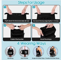 MORXPLOR Dry Bag Waterproof,5L/10L/20L/30L/40L/55L Roll Top Dry 5Liter Black