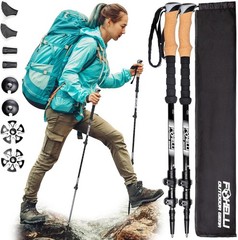 Foxelli Carbon Fiber Trekking Poles – Lightweight Collapsible Hiking Poles