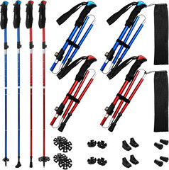 4 Pcs Trekking Poles Set, Collapsible Aluminum Hiking Poles, Adjustable Folding