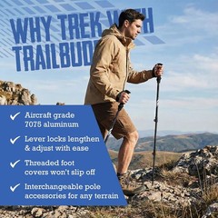 Lightweight 7075 Aluminum Collapsible Trekking Poles for Hiking, 2 Pack