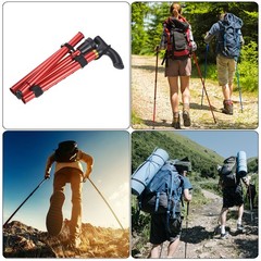 Trekking Poles, Collapsible Hiking Pole 33-37 Inch Folding Aluminum Alloy Red