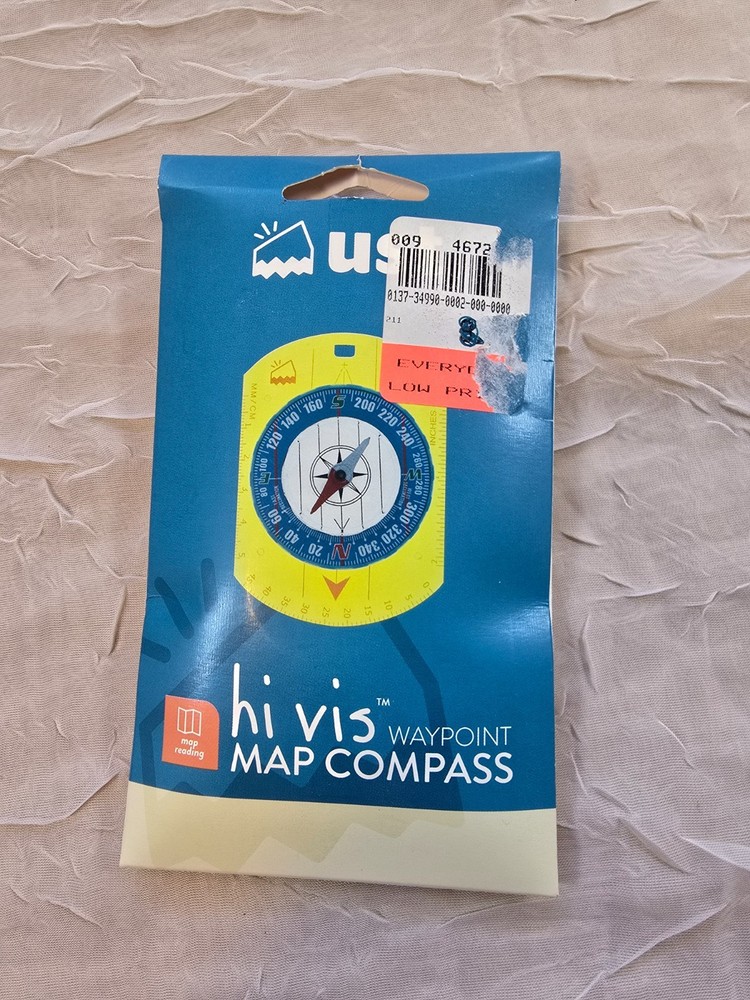 UST Hi Vis Waypoint Map Compass Fluorescent Green Liquid Filled 1146768 NEW