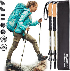 Carbon Fiber Trekking Poles – Lightweight Collapsible Hiking Poles with Cork Gri