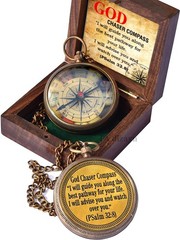 Solid Brass Directional Engraved Compass, Baptism Gifts for Boys Girls,Christian