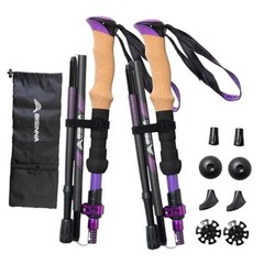 Carbon Fiber Trekking Poles Collapsible Hiking Poles 100-115 Purple