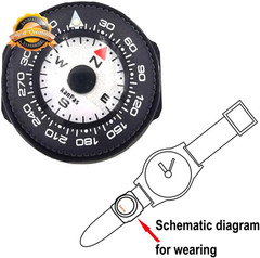 Mini Button Map Compass Turnable Bezel for Watchband Every Day Carry EDC