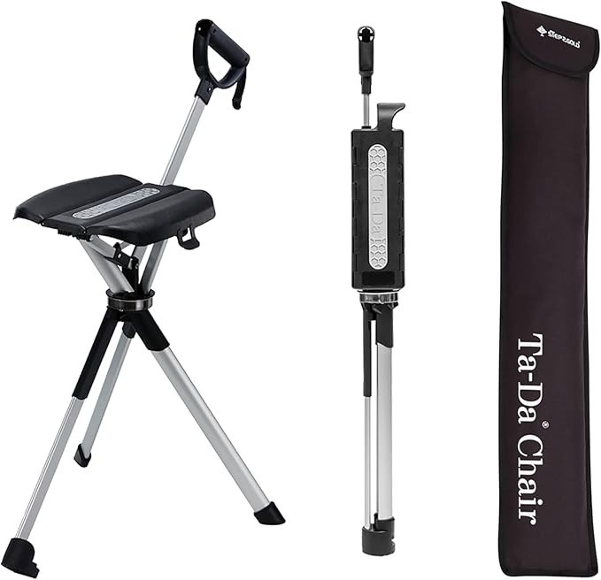 STEP2GOLD Ta-Da Chair Series 2 Portable Walking Stick | MEDIUM 34.2″ | BLACK