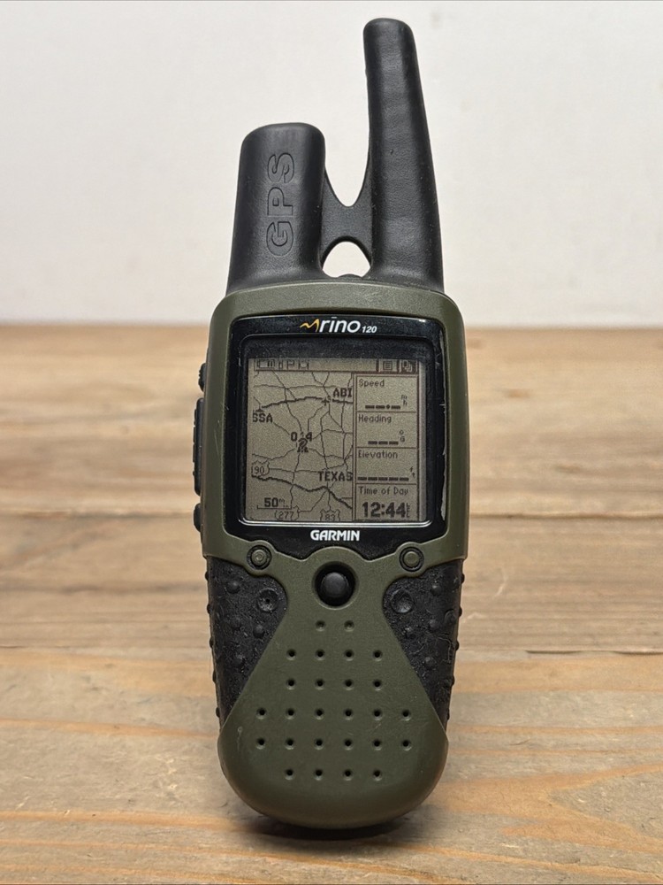 Garmin Rino 120 Handheld Hiking GPS Two-Way Radio Green Used