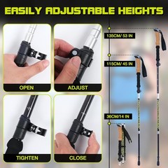Collapsible Trekking Poles for Hiking-Lightweight Adjustable Walking Sticks with