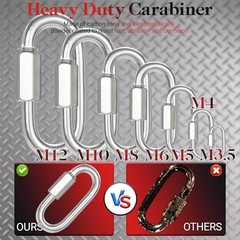 4.2″ Chain Quick Links, 12Pcs 1/2″ Heavy Duty Carabiner, 2500 12PCS-4.2″ Silver