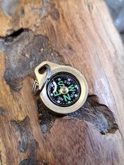 Mini EDC Minimalist Brass Keychain Compass w/Titanium Keyring