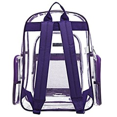 17-Inch Clear Backpack – Transparent PVC School Backpack, Daypack, Purple