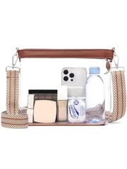 Clear Bag for Stadium Events, Clear Purse for Women, Large Transparent Brown