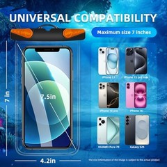 Waterproof Phone Pouch, Waterproof Phone Case with Lanyard for Black Orange