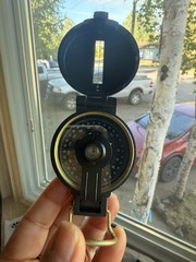 Black Engineer Pocket Lensatic Compass In A Box , Made In Japan