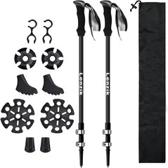 Carbon Fiber Trekking Poles, Collapsible, EVA Grips, Quick Flip Locks [2 Pack]