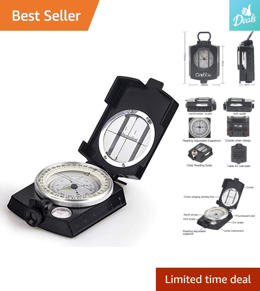 Multifunctional Metal Compass with Bubble Level – Perfect for Outdoor Navigation