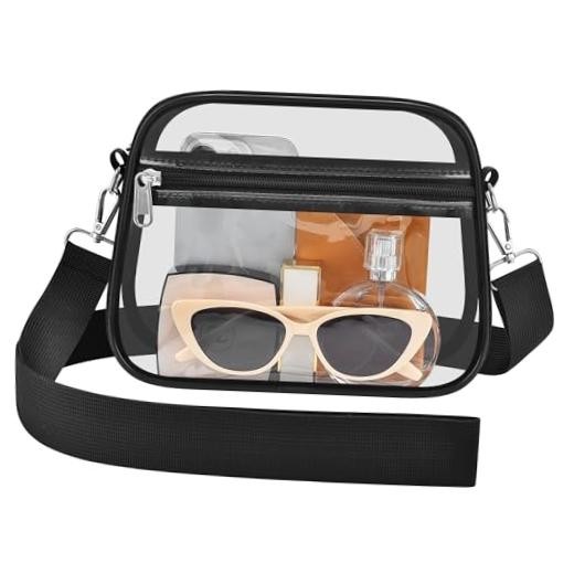 Clear Bag for Stadium Events – Stadium Approved Mini Clear Purse, Small Black