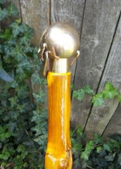 43″ Hand Carved Spiral Mulberry Walking Stick Cane w/ Brass Skull Top Handle #28