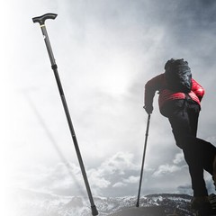 (Black)Aluminium Alloy Telescopic Walking Cane Trekking CH