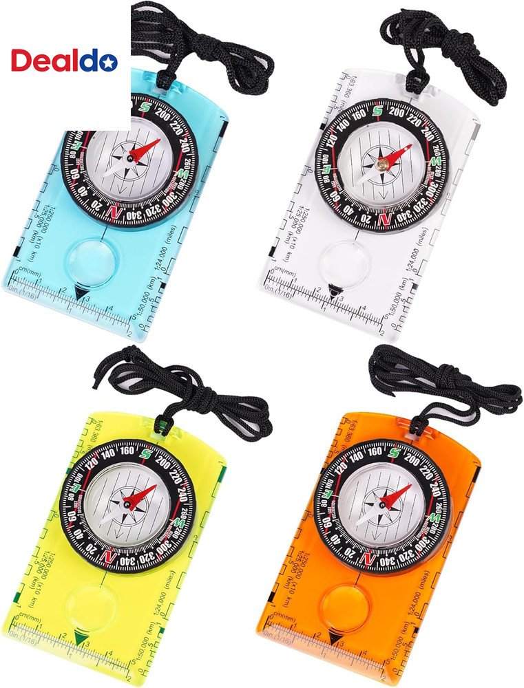 4 Pcs Outdoor Compass with Adjustable Declination,Magnifier,Ruler,Scale. Multifu