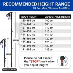 Adjustable Trekking Poles 2 Pack Lightweight Aluminum Hiking Walking Sticks Anti