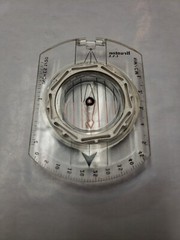 Vintage BRUNTON USA Compass 1991 Clear Blue Letters White No Batteries Needed
