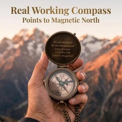 2026 Graduation Gifts for Him – Engraved Brass Pocket Compass for Son or Grandso